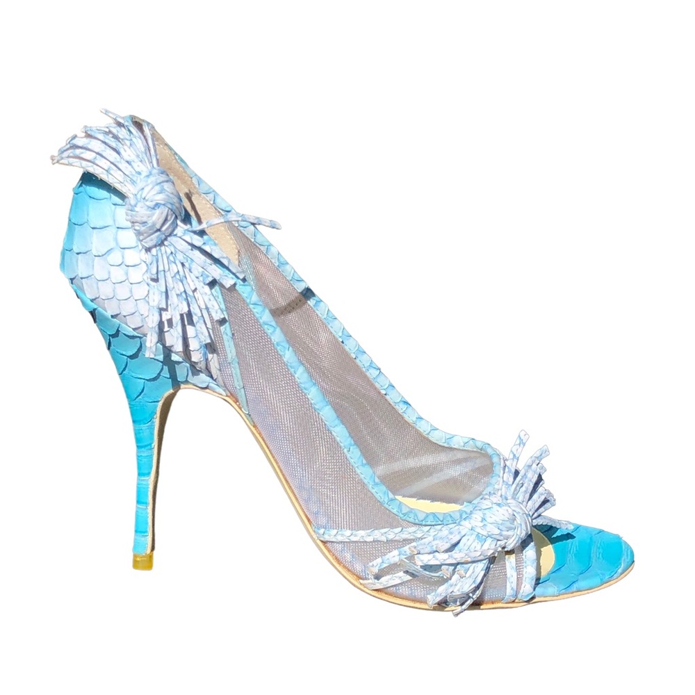 Givenchy Light Blue Aqua & White Python Style Hig… - image 1